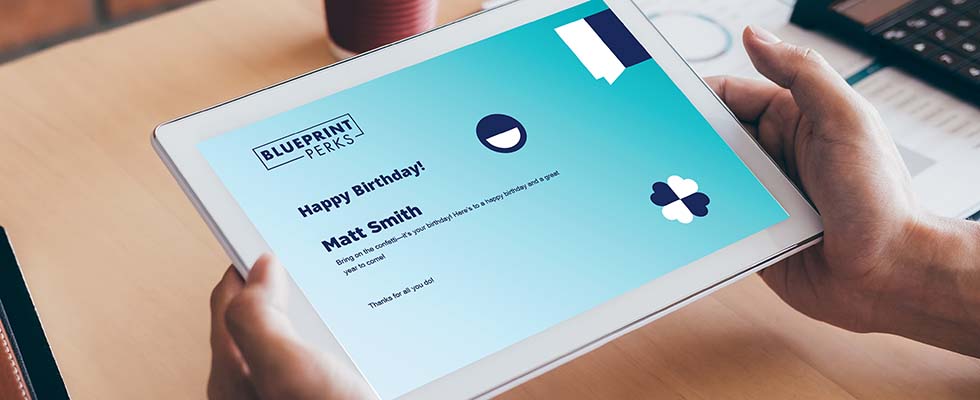 employee birthday recognition on laptop